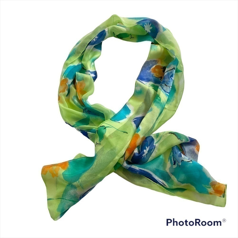 Vintage Watercolor Floral Scarf Women’s Blue Green Accessories